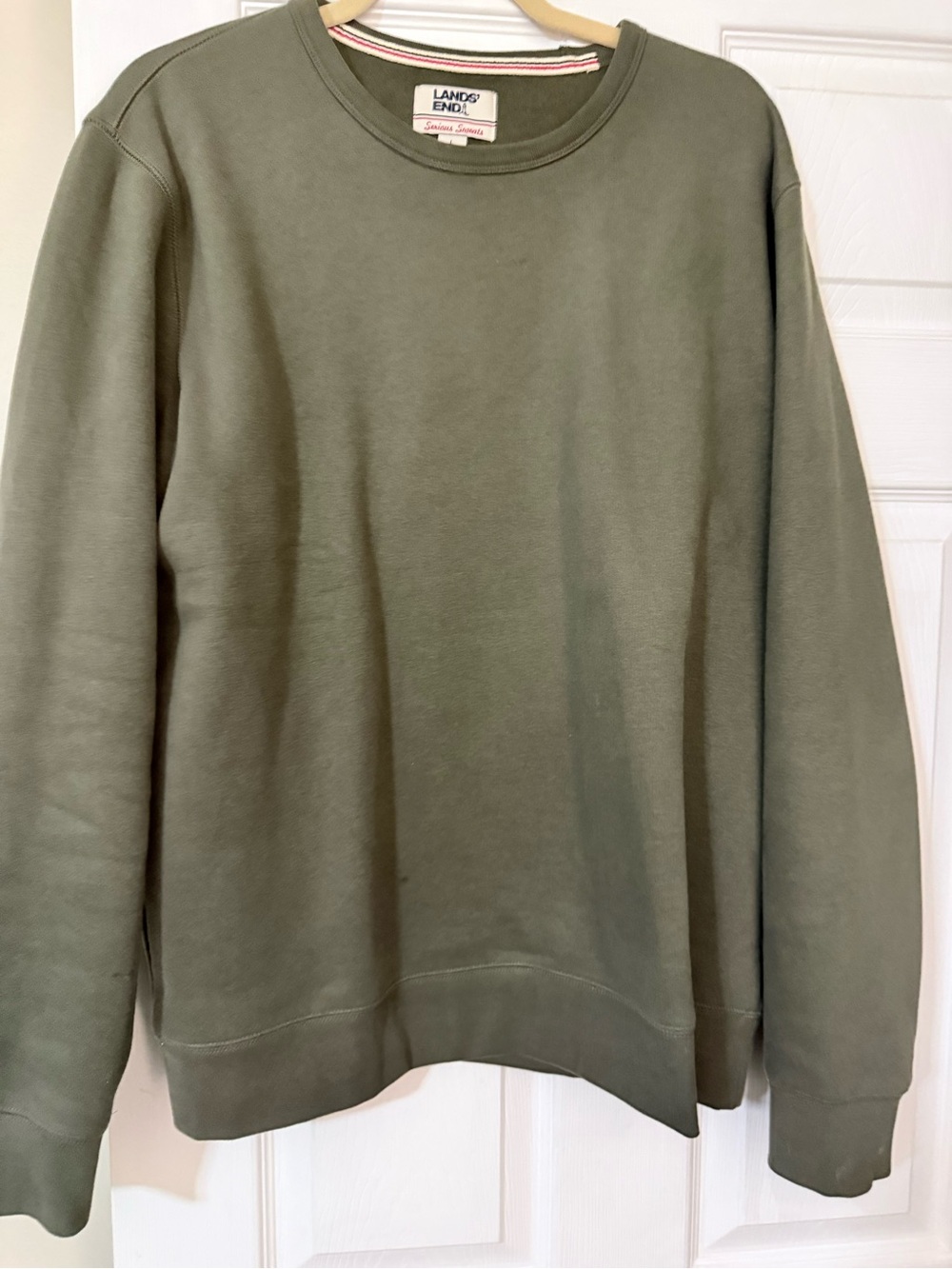 Lands' End Men's Olive Crewneck Sweatshirt